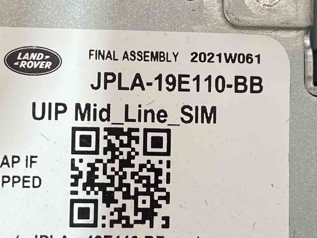 LR106219 USB SIM connector Range Rover Sport L494 (2014-2022) Used cost 150 € in stock 1 pcs.